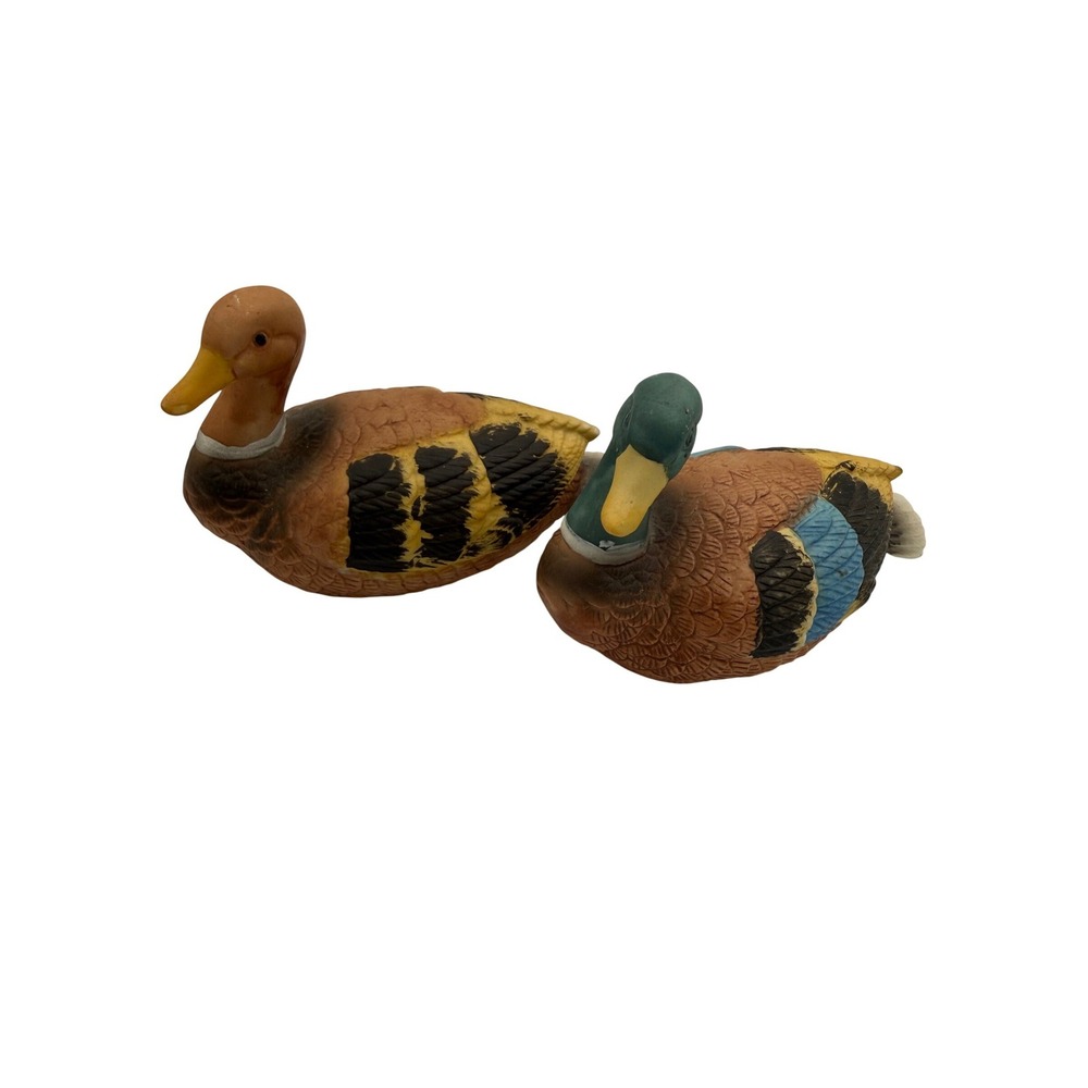 Flambro Duck Figurines Set of 2 Porcelain Mallard‎ & Hen Lodge Farmhouse Decor